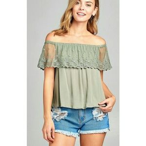 Off The Shoulder With Lace Ruffle